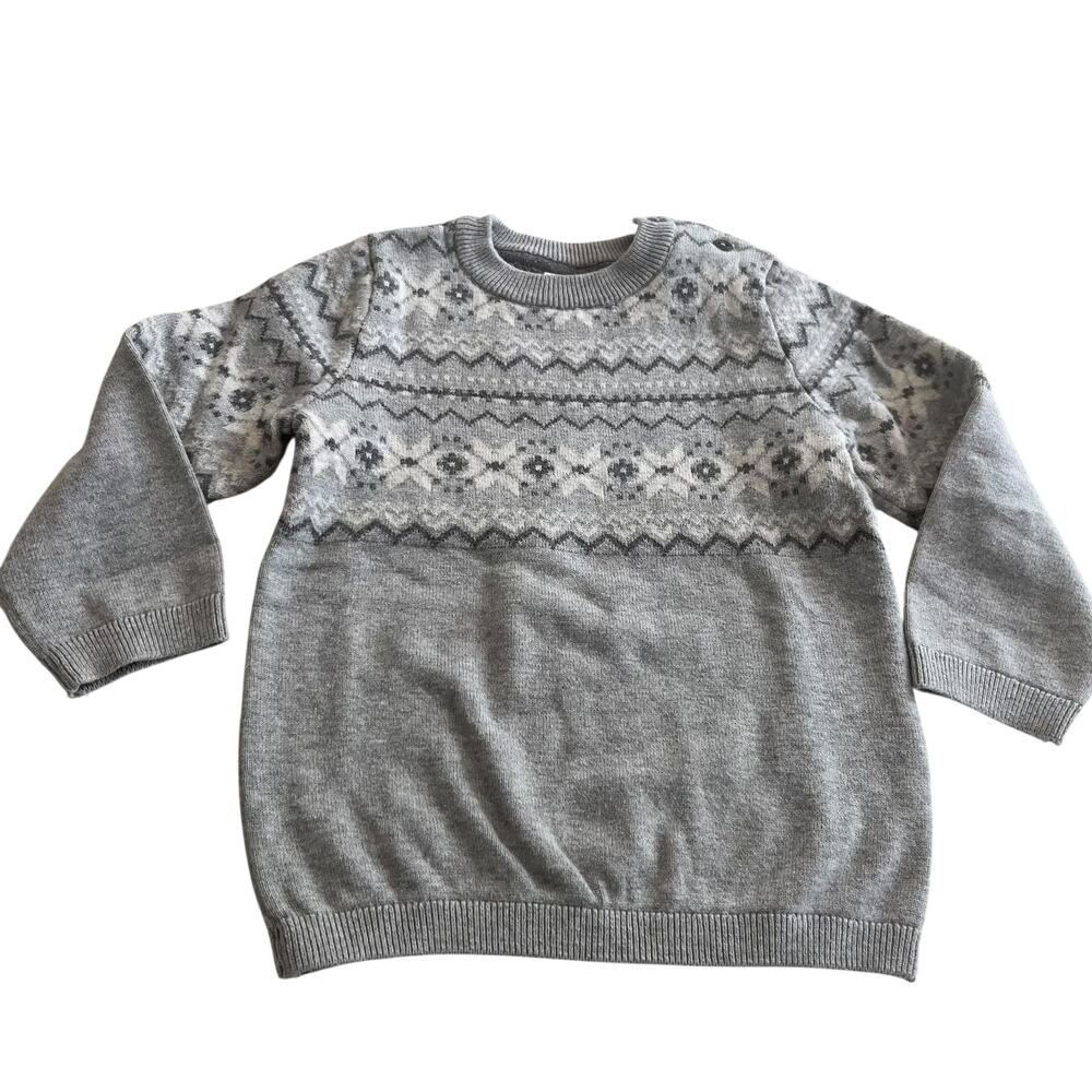 H&M Boys Gray Jacquard Knit Sweater size 18-24 months